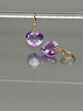 14K Gold Kunzite Stone Purple Heart Earrings