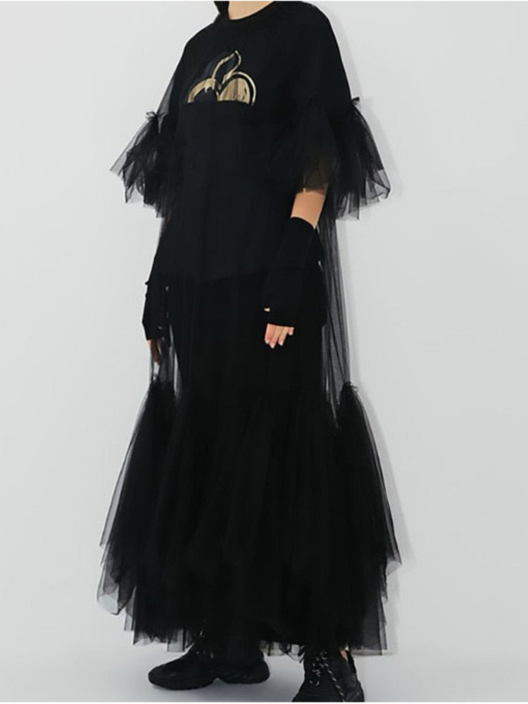 Lydia Tulle Spliced Ruffles Dresses