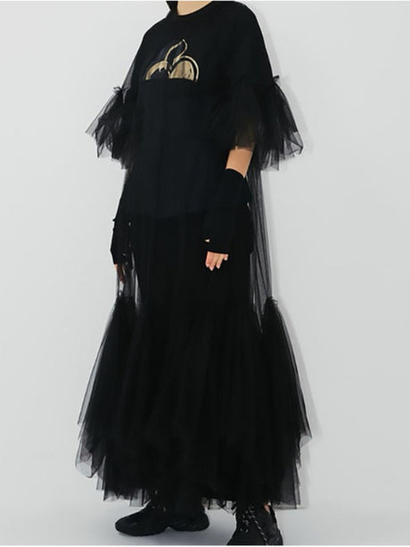 Lydia Tulle Spliced Ruffles Dresses