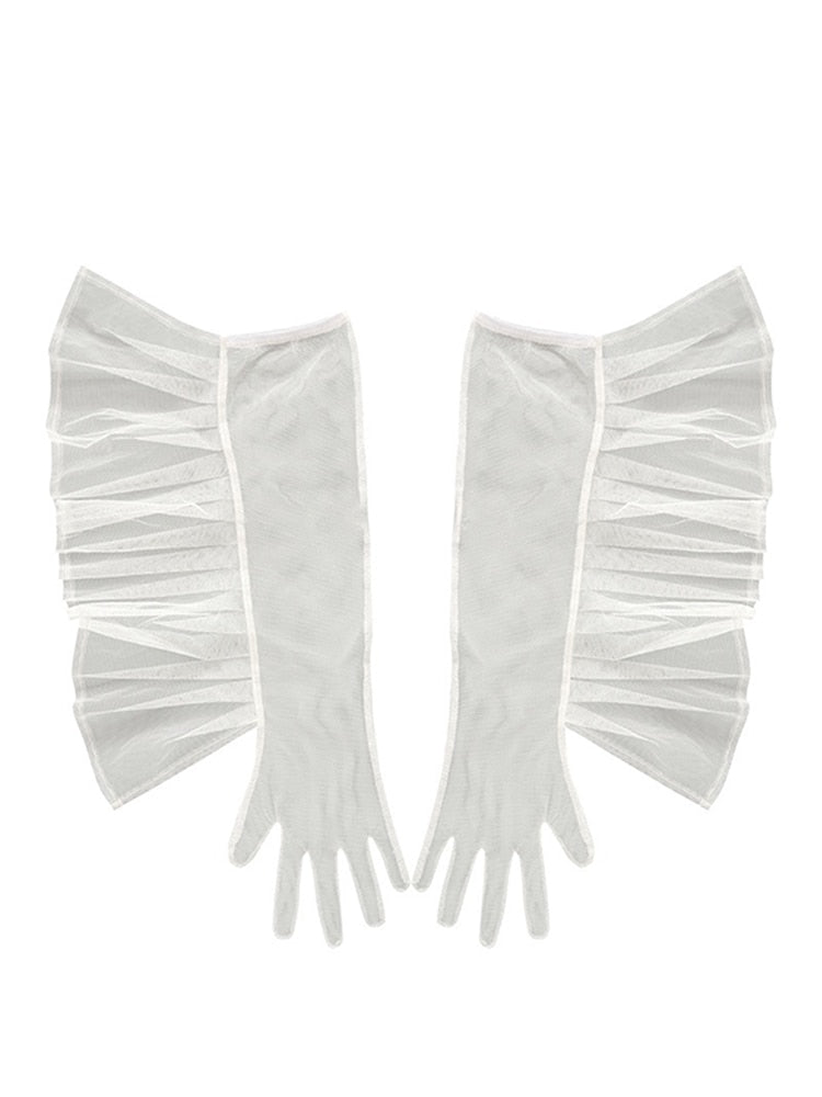 Sheer Ruffles Long Gloves