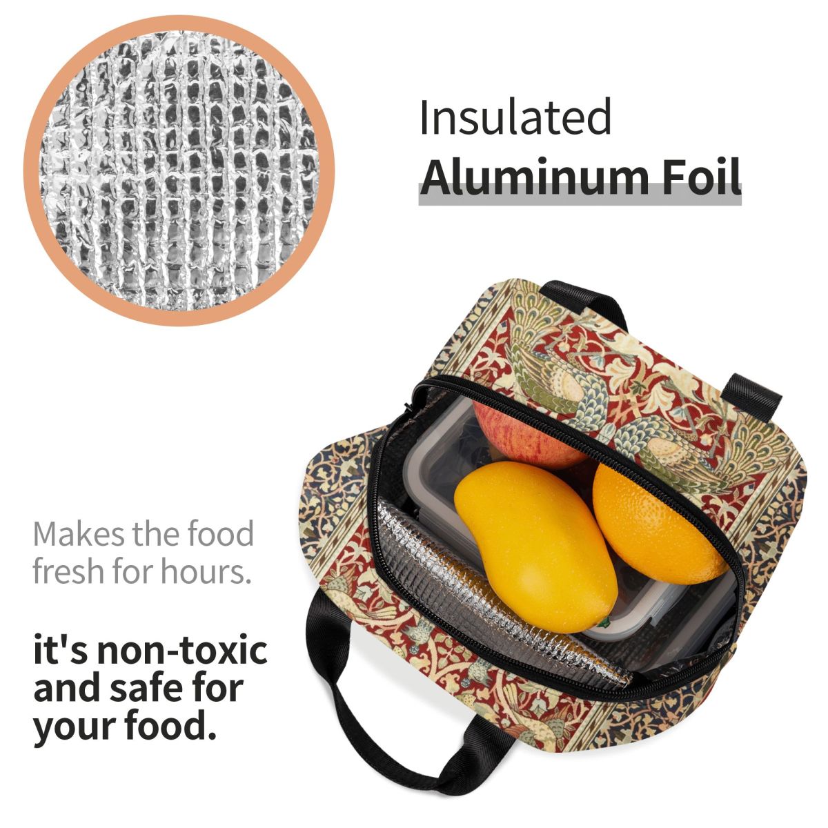 William Morris Print Thermal Insulated Lunch Bag