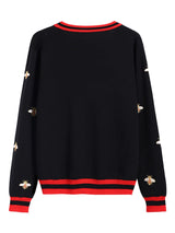 Preppy Bee Embroidered Cardigan