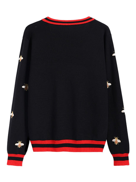 Preppy Bee Embroidered Cardigan
