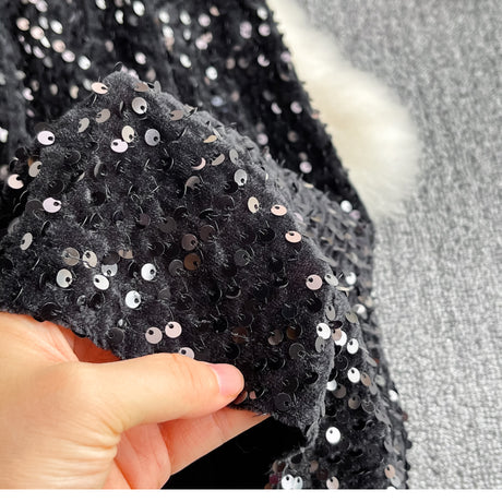 Cyber Queen Sparkly Sequins Maxi Skirt