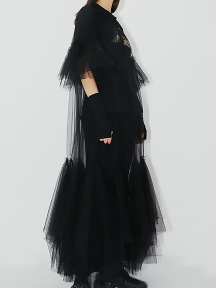 Lydia Tulle Spliced Ruffles Dresses