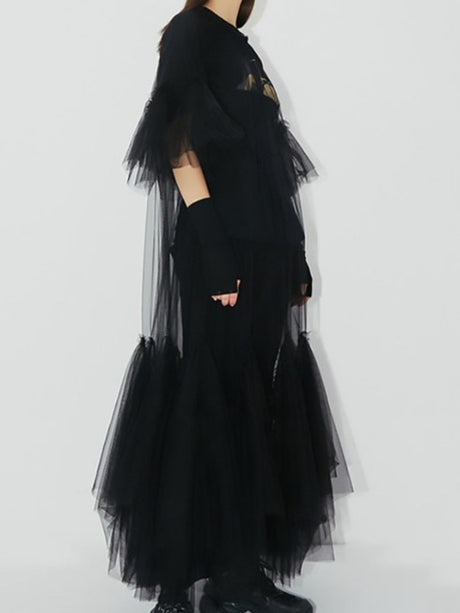 Lydia Tulle Spliced Ruffles Dresses