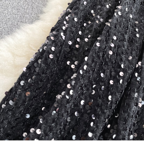 Cyber Queen Sparkly Sequins Maxi Skirt