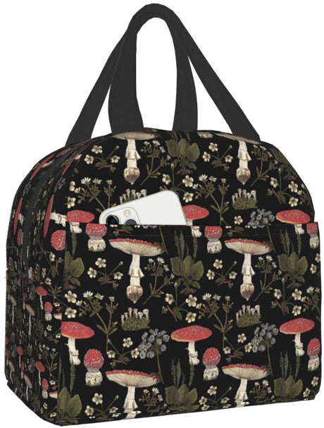 Woodland Mushrooms Lunch Bag Insulated Cooler Lunch Tote Box