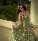 Spring Flowers Removable Puff Sleeves
