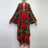 Cabin Dweller Tartan Thick Warm Free Size Long Kimono Robe Wrap