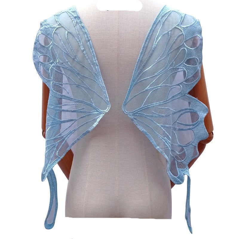 1Pair Butterfly Wings Embroidered Large DIY Appliqué 65X23cm