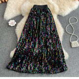 Cyber Queen Sparkly Sequins Maxi Skirt