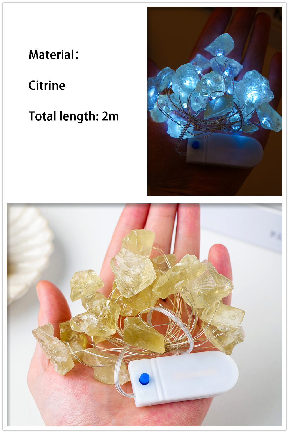 2M Natural Quartz Crystal Energy String Lights