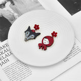 Red and the Wolf Asymmetric Earrings Acrylic Jewellery