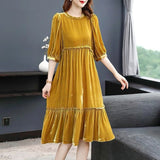Christine Ruffled Velvet Long Sleeve Dress