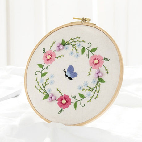 Meadow Flowers Embroidery Starter Kit With Pattern and Instructions and Hoop