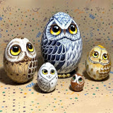5pcs/set Hand Painted Owl Nesting Dolls