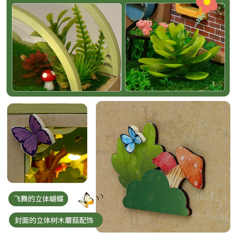 Firefly Forest DIY Kit Book Nook Dollhouse Model Wooden Miniature House with Furniture