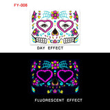 Day of the Dead Neon Face Stickers Fluorescent Halloween Face Tattoo Stickers