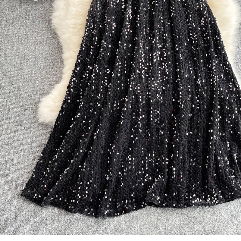 Cyber Queen Sparkly Sequins Maxi Skirt
