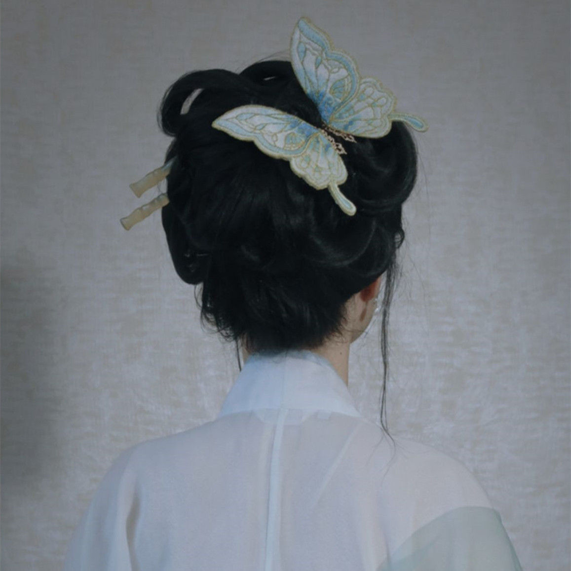Handmade Embroidered Butterfly Hair Clips