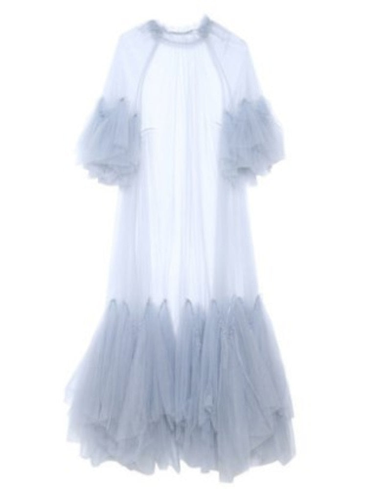 Lydia Tulle Spliced Ruffles Dresses