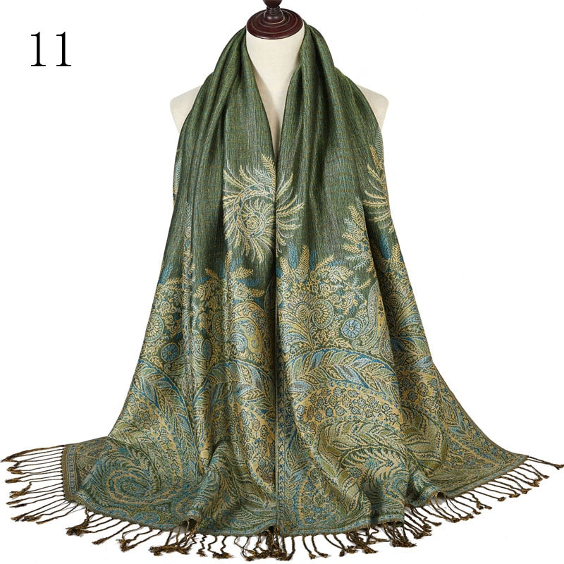 Pashmina Paisley Large Silk Scarf Wrap