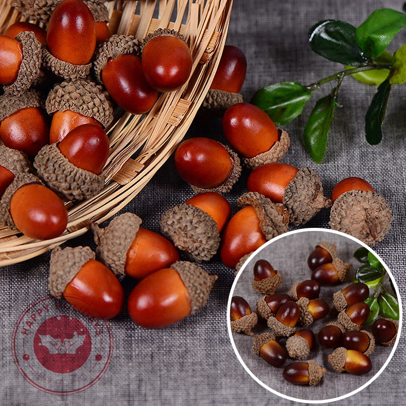 20/50pcs Acorns Mini Artificial Artificial Christmas Decor