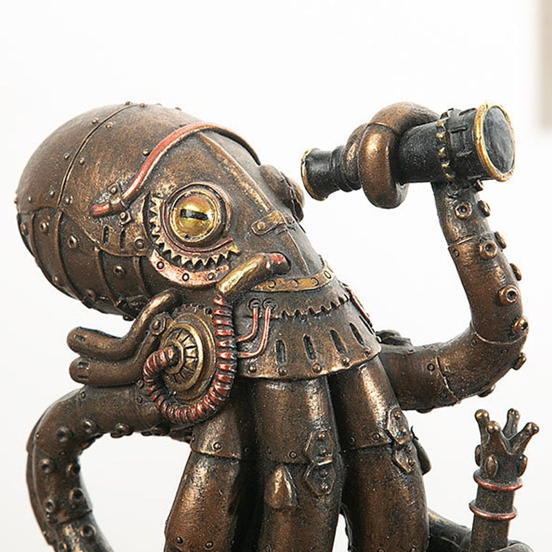 Steampunk Cthulhu Octopus Resin Statue Sculpture Home Decor