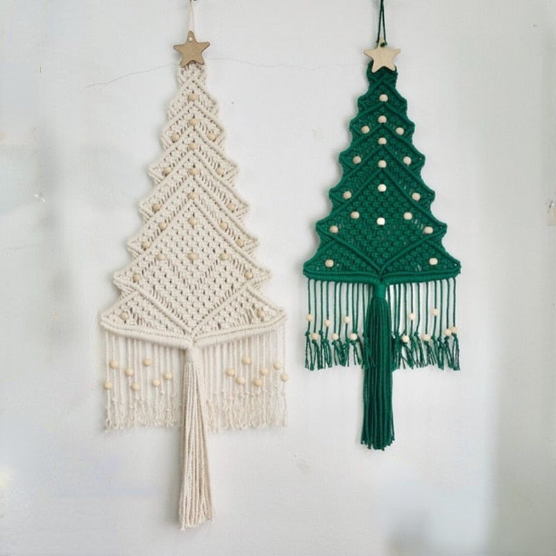 Macrame Boho Christmas Tree with Star Wall Hanging