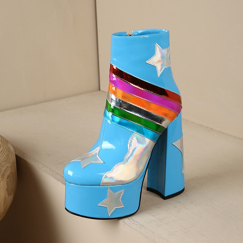 Blue Skies Star Super High Platform Short Boots