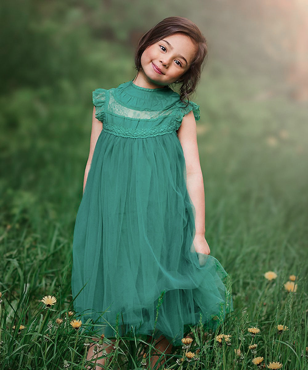 Girls Summer Flower Tulle Lace Dress Photoshoot Dress