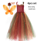 Woodland Fairy Princess Costume for Girls Fancy Tutu Dress with Wings