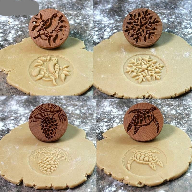 Wooden Cookie Stamp Press Moulds