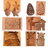 Easter Christmas Wooden Cookie Mould Gingerbread Embossing Stamp Baking Tools