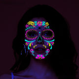 Day of the Dead Neon Face Stickers Fluorescent Halloween Face Tattoo Stickers
