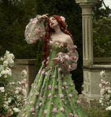 Spring Flowers Removable Puff Sleeves