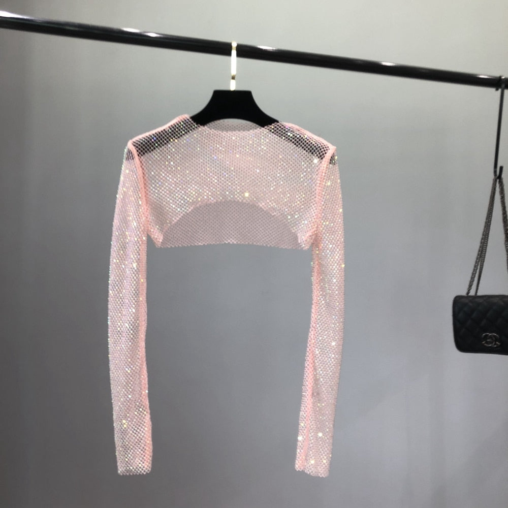 Glittery Net Bolero Top