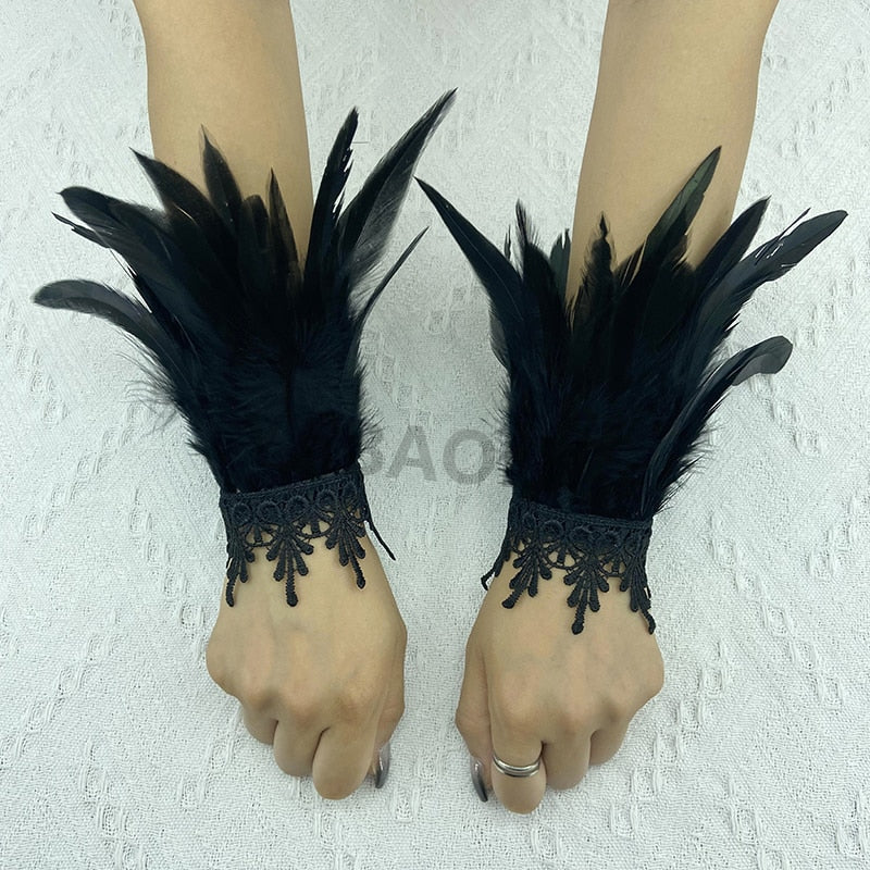 Natural Feather Wrist Cuffs