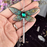 Emerald Glen Fae Crystal Key Pendant Necklace