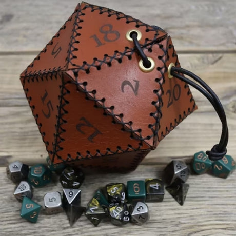Luck Hoarder PU Leather Polygonal Drawstring Dice Bag