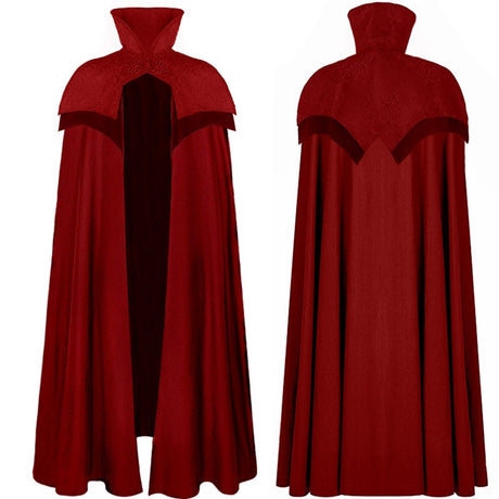 Red or Black Floor Length High Collar Cape