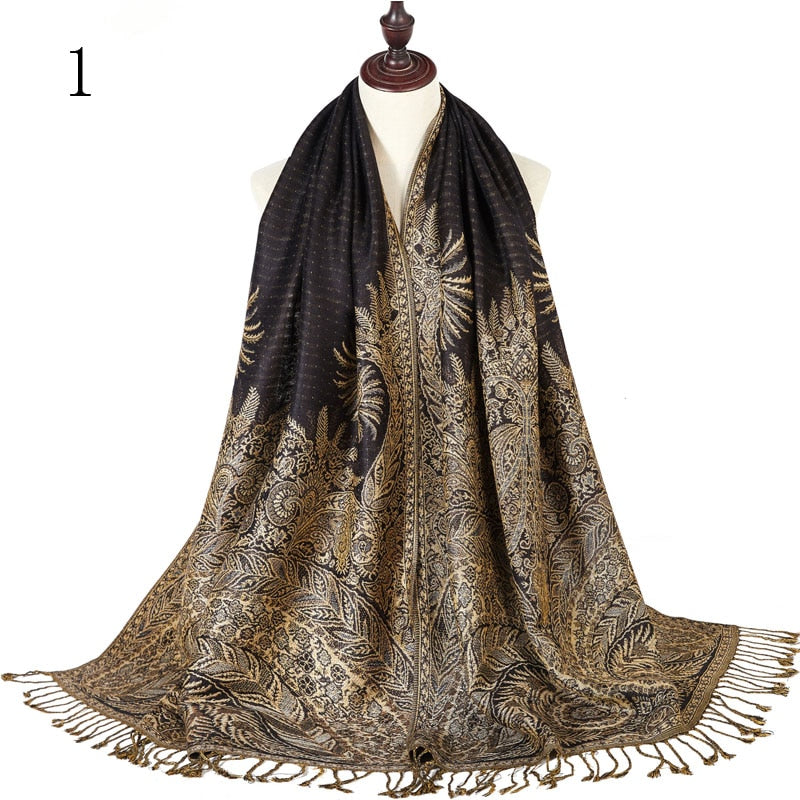 Pashmina Paisley Large Silk Scarf Wrap