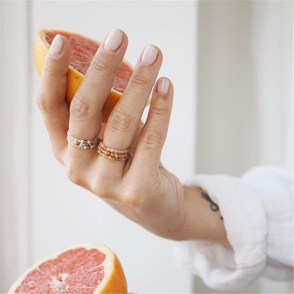 Bohemian Natural Stone Bead Rings