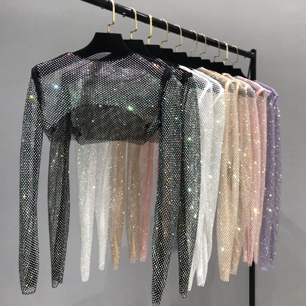 Glittery Net Bolero Top