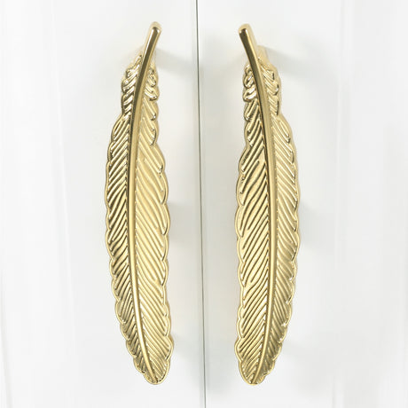 Brass Dragonfly and Feather Furniture Door Handles and Knobs