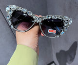 Oversized Bejeweled Cats Eye Sunglasses