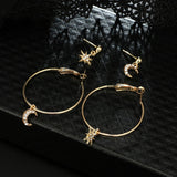 Lovely Star Moon Rhinestone Drop Earrings Set