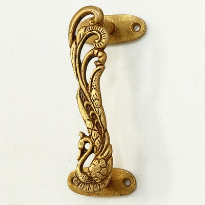 Peacock Handcrafted Brass Door Handle Pull