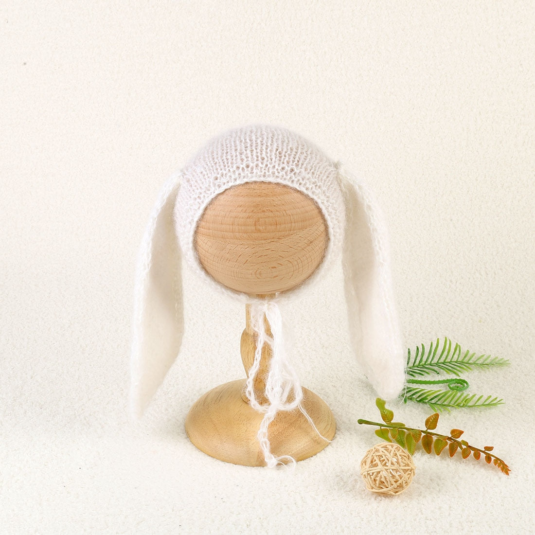 Soft Knitted Angora Floppy Rabbit Ears Bonnet Newborn Photography Props